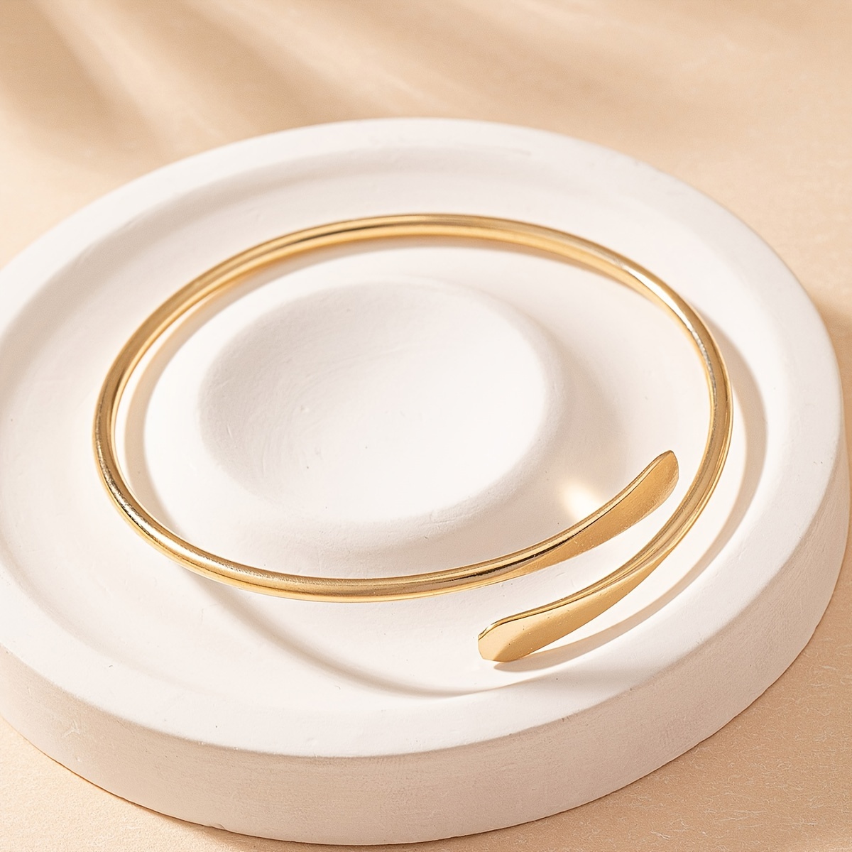 Minimalist Golden Open Cuff Bracelet Flat Ends Versatile Accessory